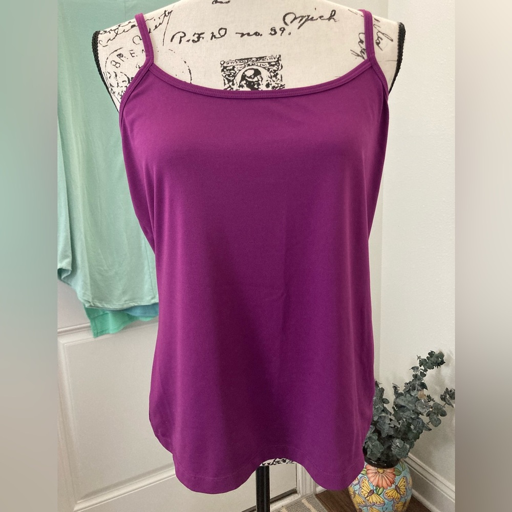 Fashion🦋Bug Adjustable Strap Camisole Tank Dk Purple Size Large